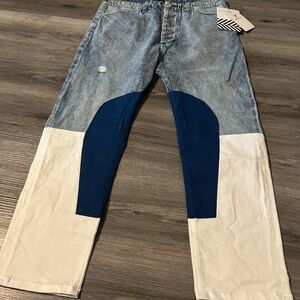 Stylish women Straight Jeans in Blue and White
